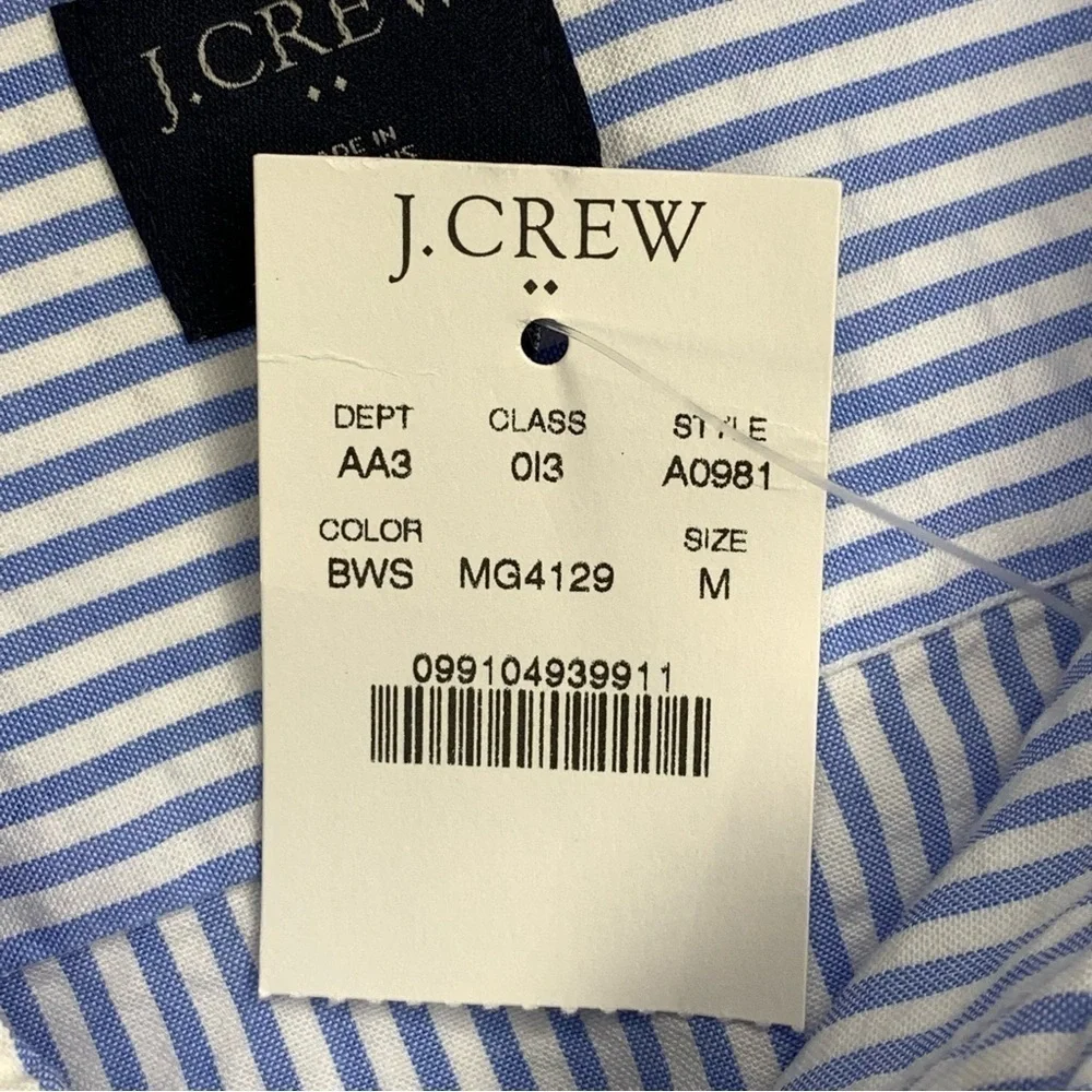 M NEW J Crew Men’s Blue White Striped Long Sleeve Button Down Shirt Medium